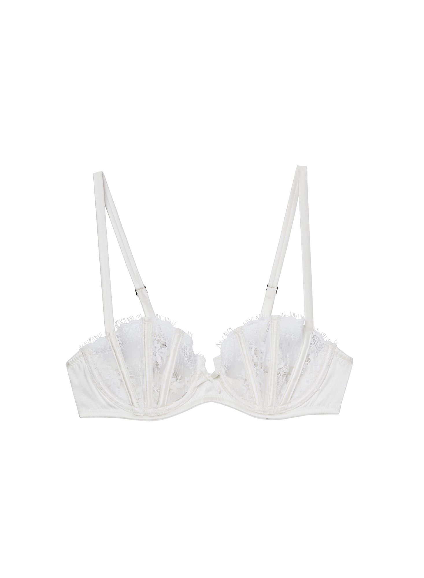 Fleur du Mal Ivory Frankie Lace Boned Balconette Bra