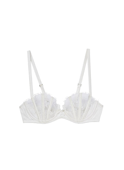 Fleur du Mal Ivory Frankie Lace Boned Balconette Bra