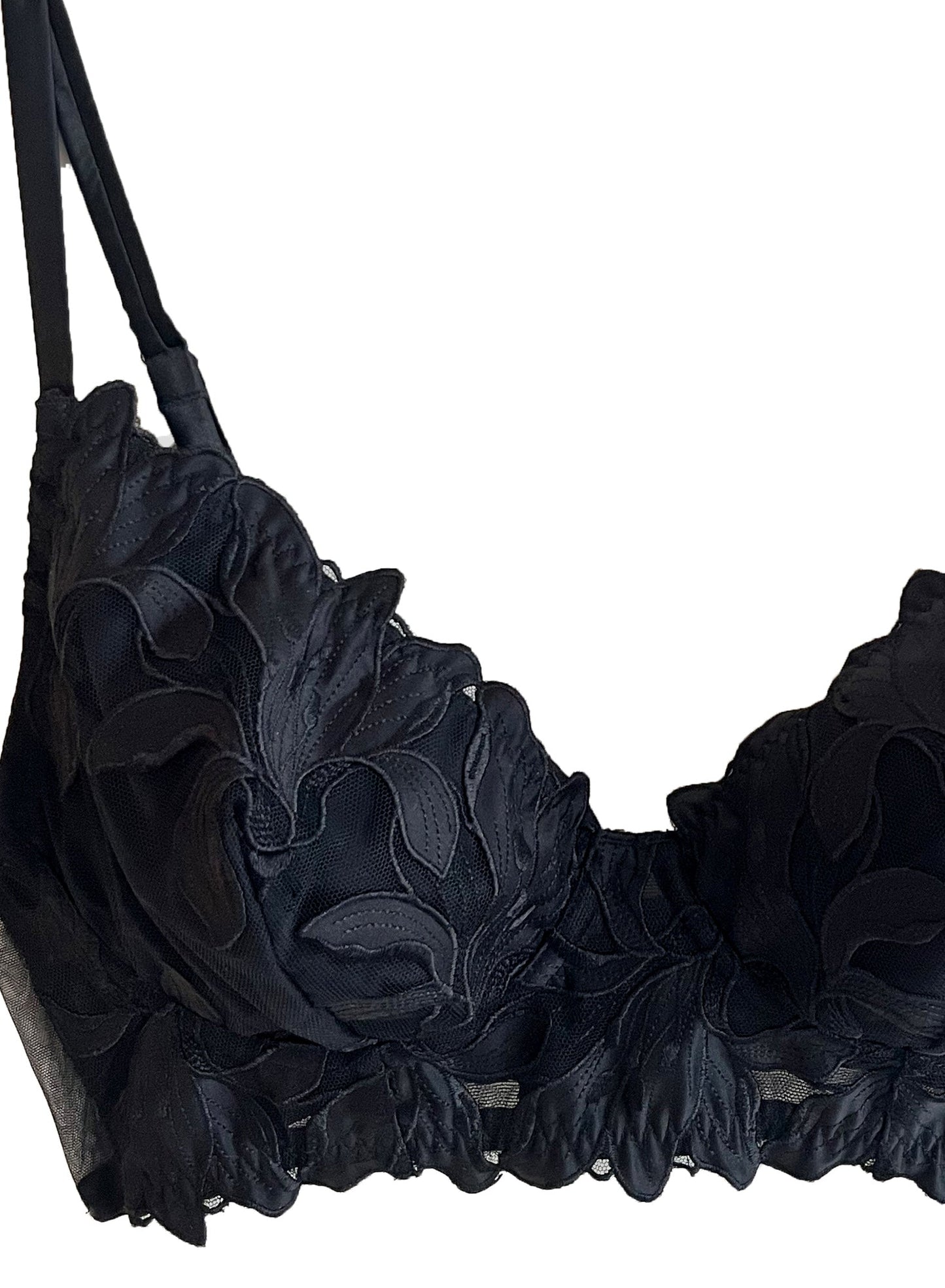 Fleur du Mal Black Lily Embroidery Post Surgical Bra