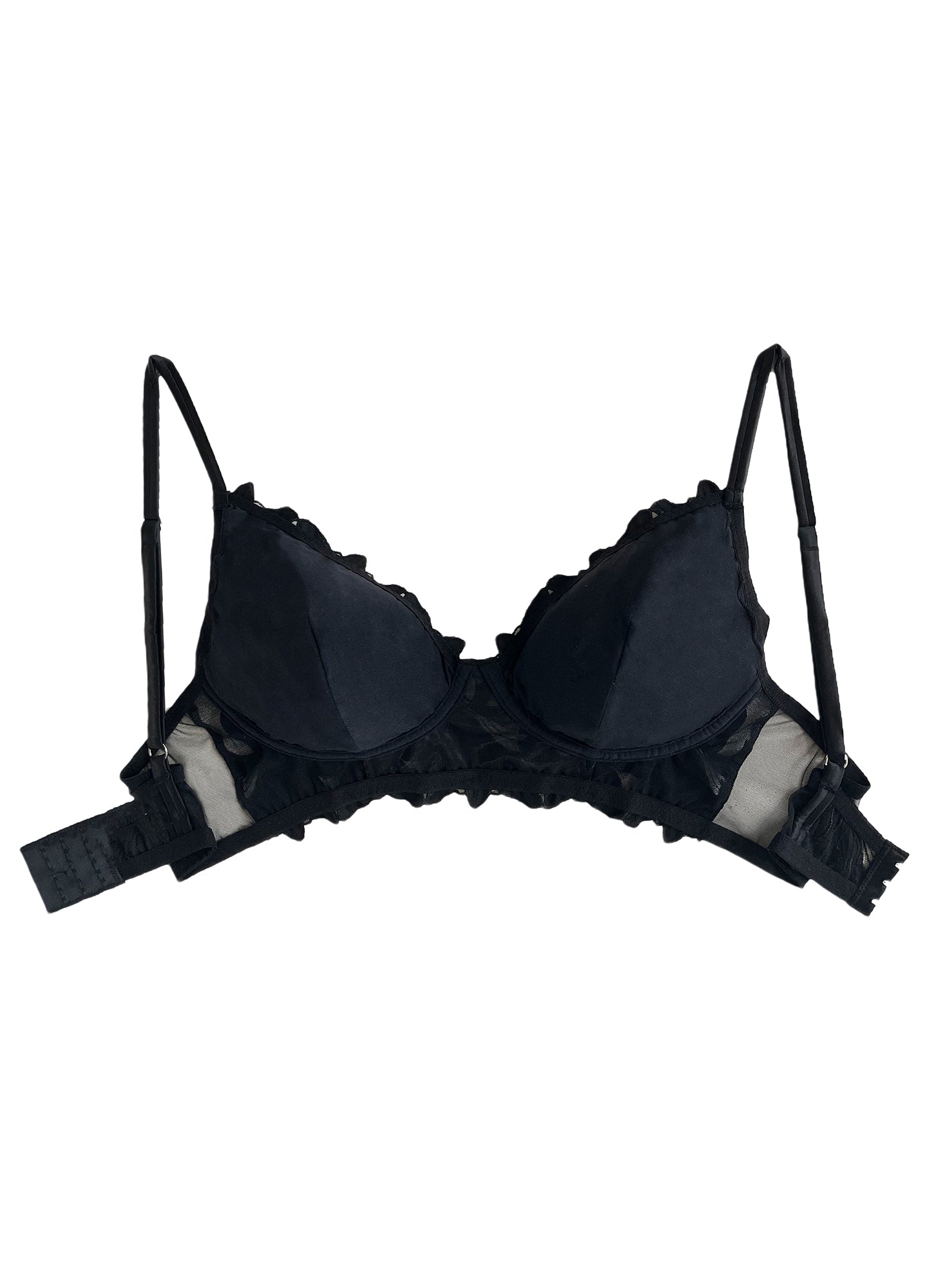 Fleur du Mal Black Lily Embroidery Post Surgical Bra