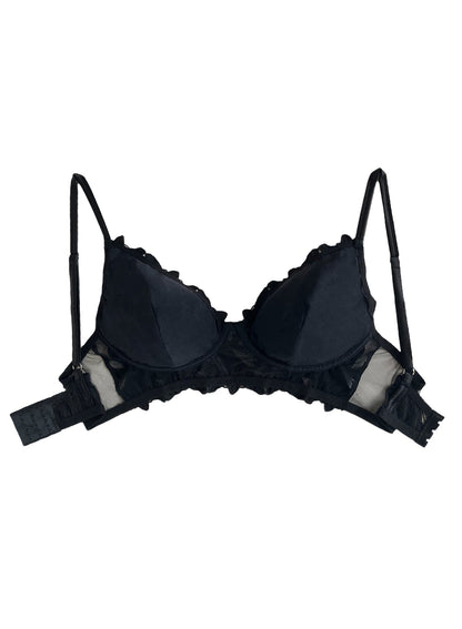 Fleur du Mal Black Lily Embroidery Post Surgical Bra