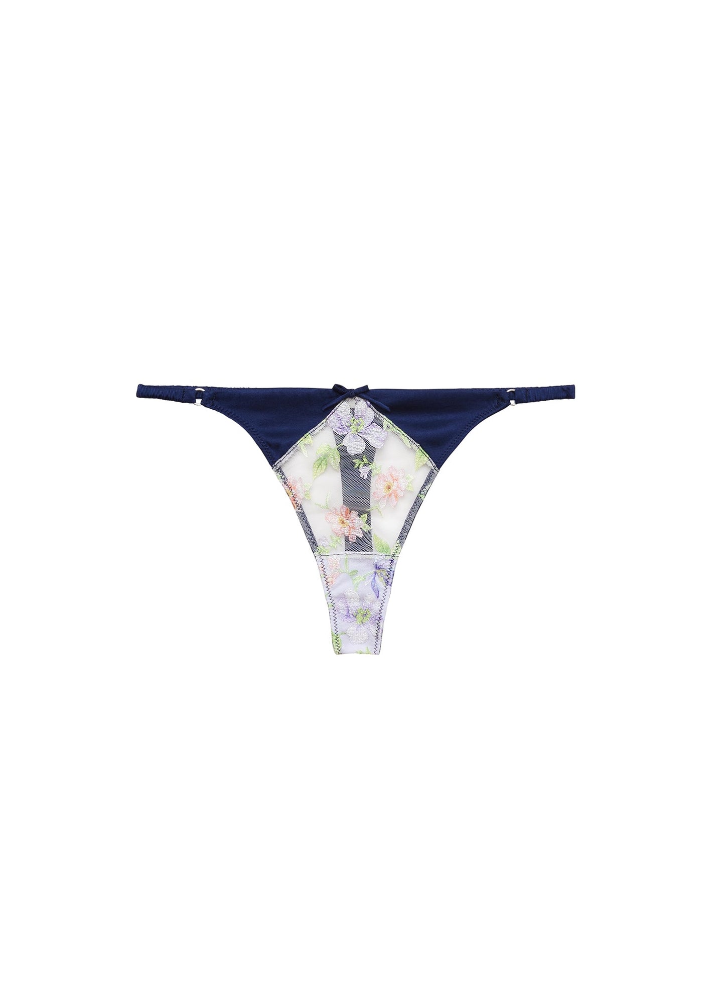 Fleur du Mal Midnight Navy Elara Embroidery Thong