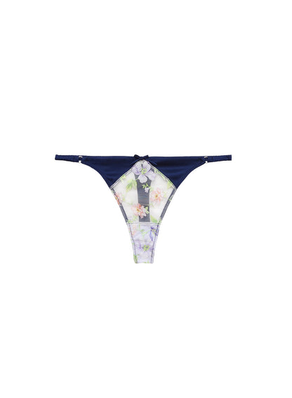 Fleur du Mal Midnight Navy Elara Embroidery Thong