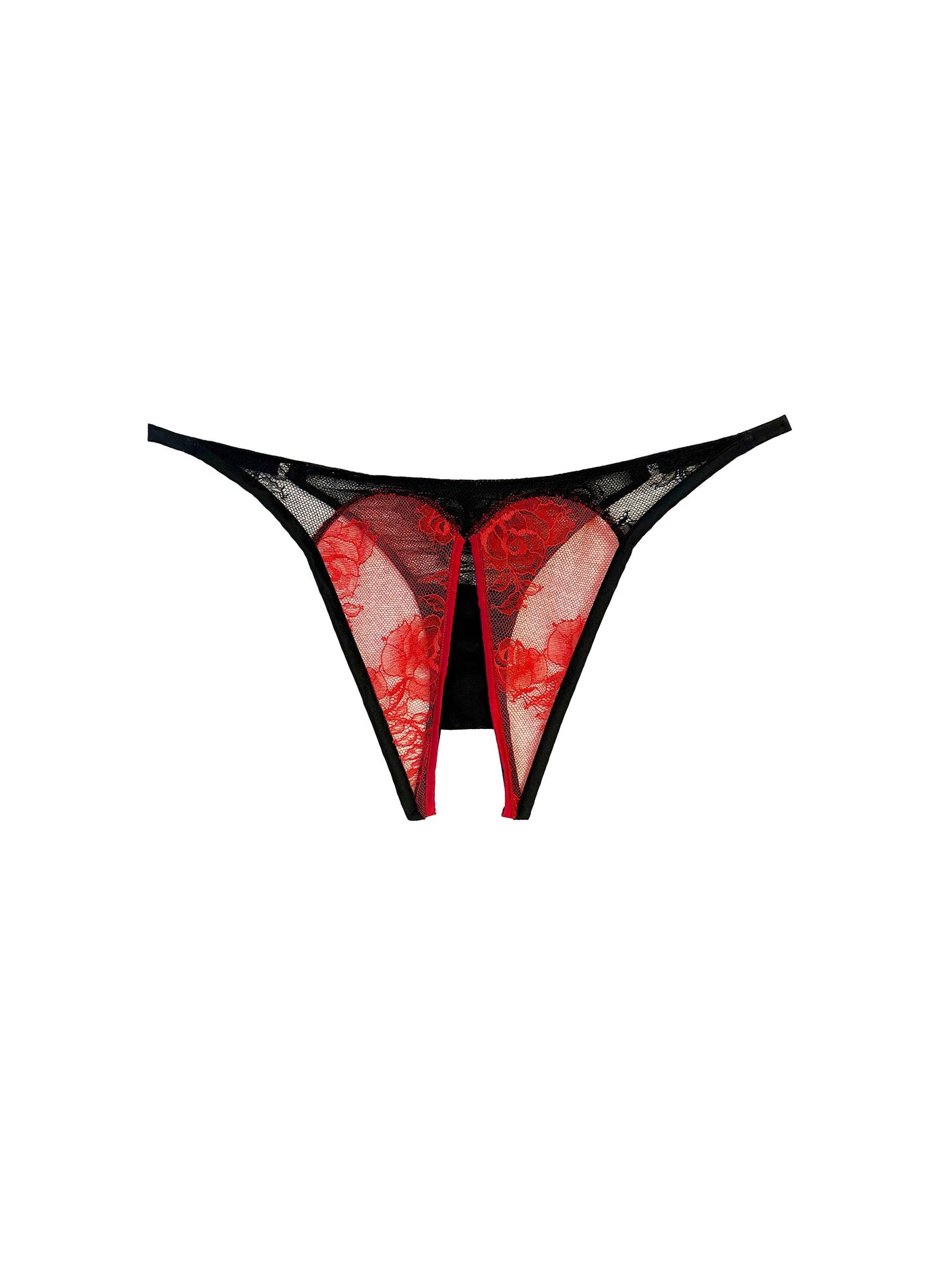 Fleur du Mal Black Bouquet Lace Ouvert Panty