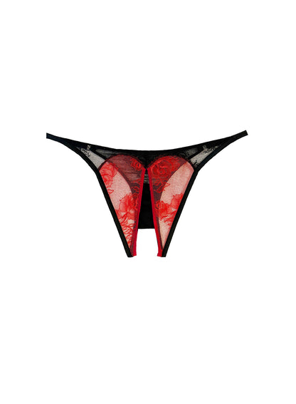 Fleur du Mal Black Bouquet Lace Ouvert Panty