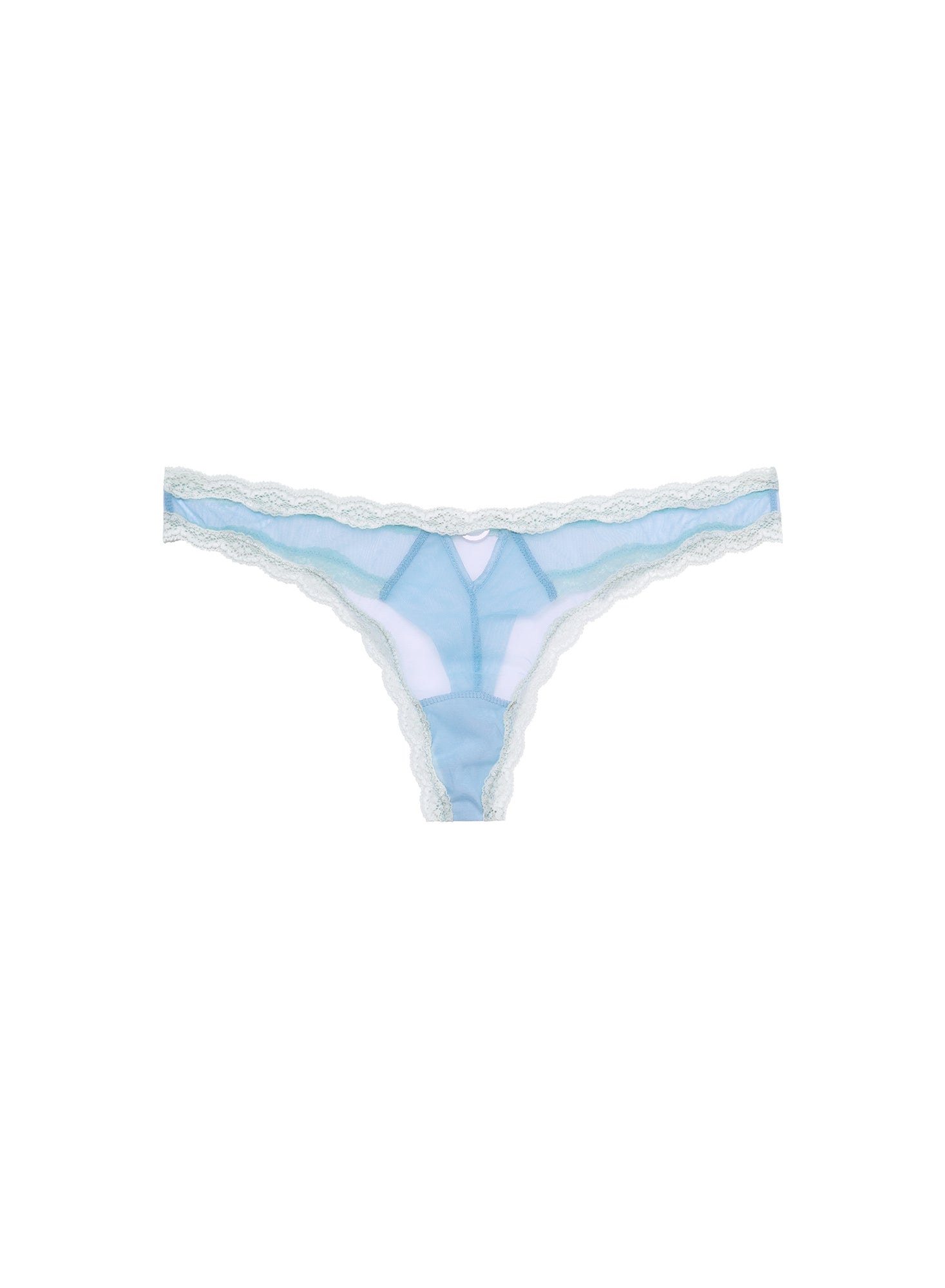 Fleur du Mal Light Blue Sheer Tulle Thong