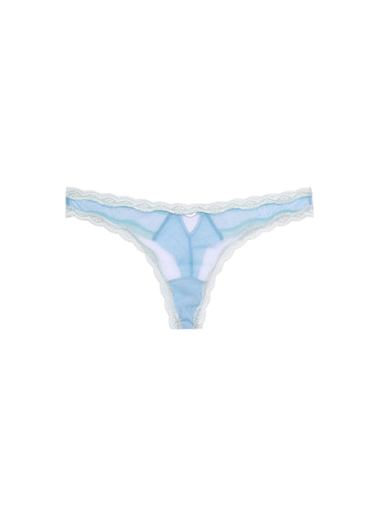 Fleur du Mal Light Blue Sheer Tulle Thong