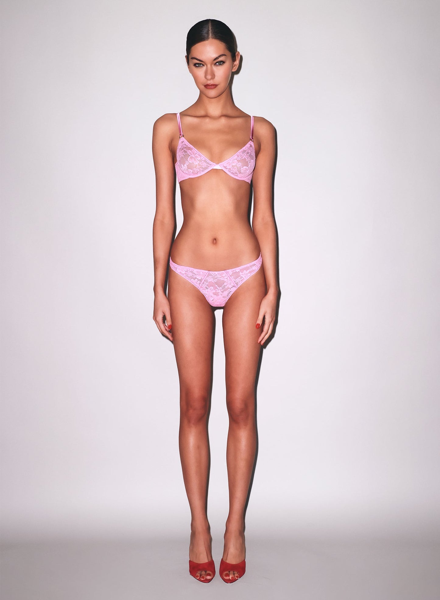 Fleur du Mal Bisou Pink Le Stretch Lace Cheeky