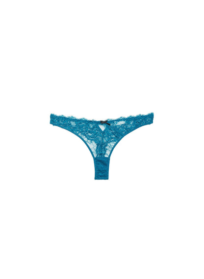 Fleur du Mal Aquamarine Bianca Lace Thong