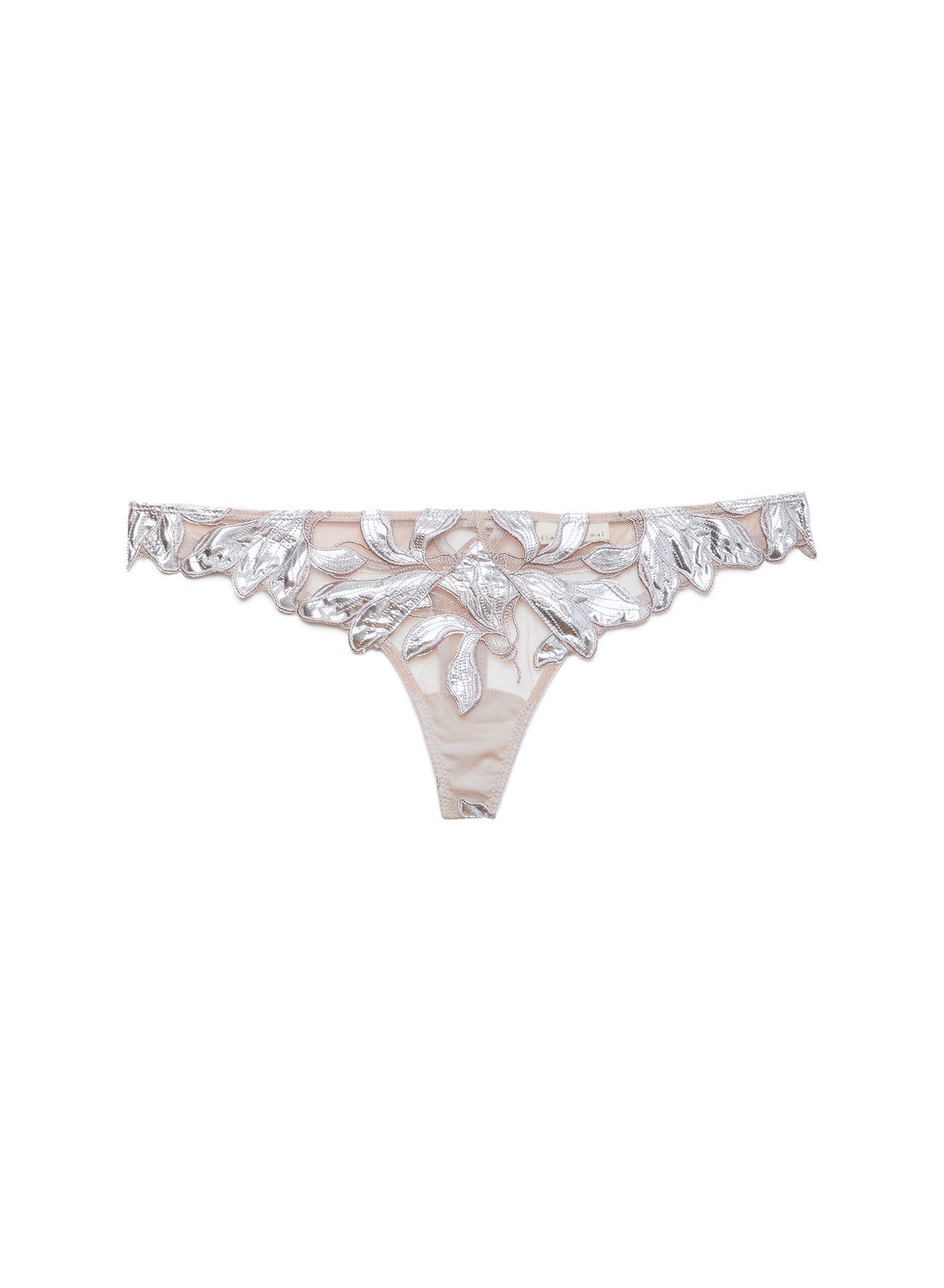 Fleur du Mal Platinum Lily Embroidery Hipster Thong