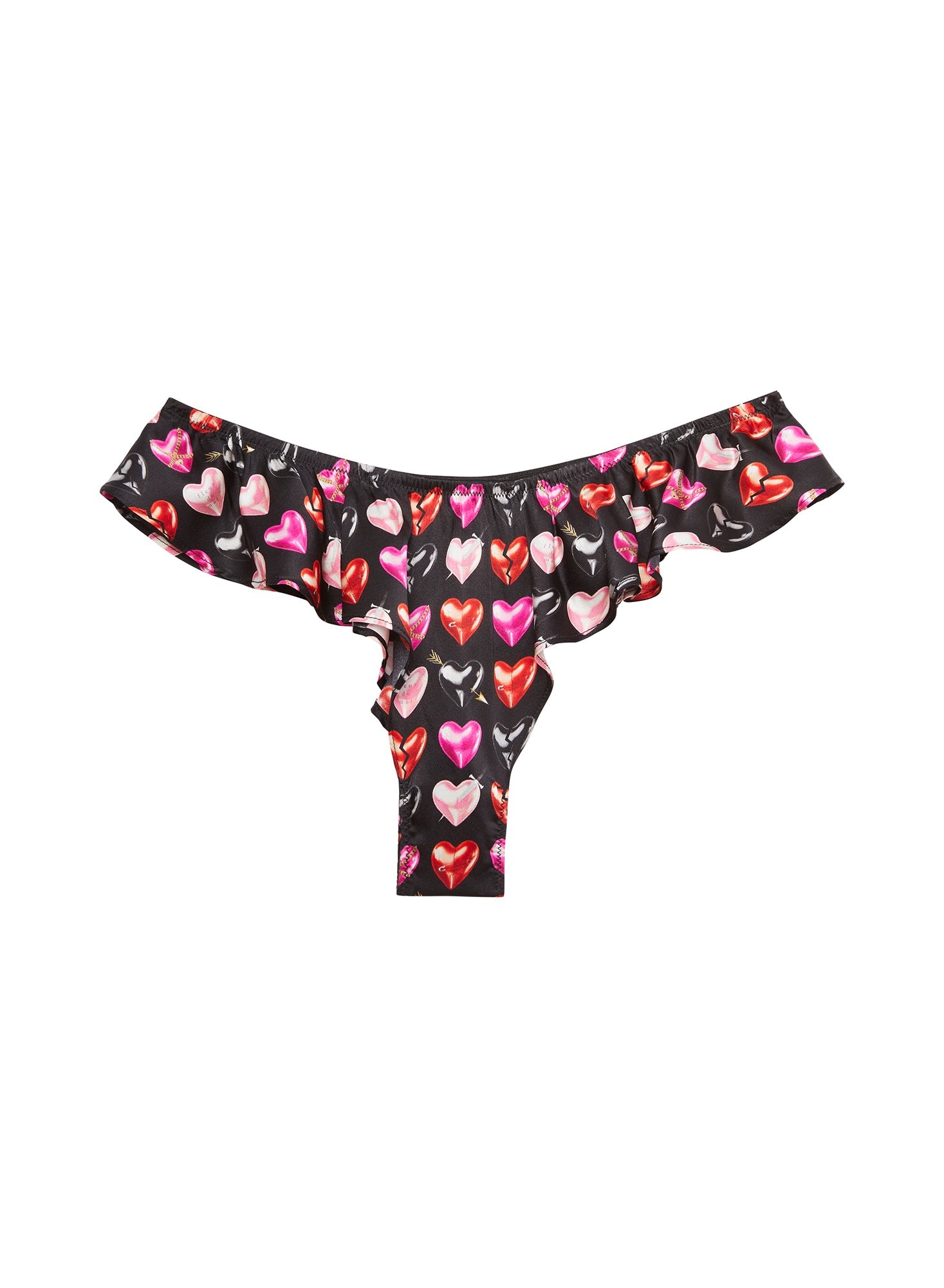 Fleur du Mal Black Heartbreaker Print Luxe Flutter Panty