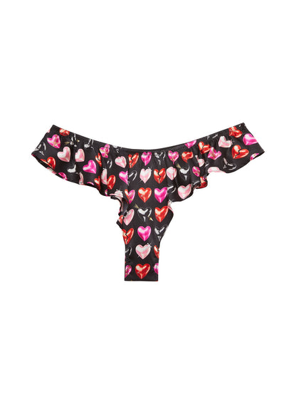 Fleur du Mal Black Heartbreaker Print Luxe Flutter Panty