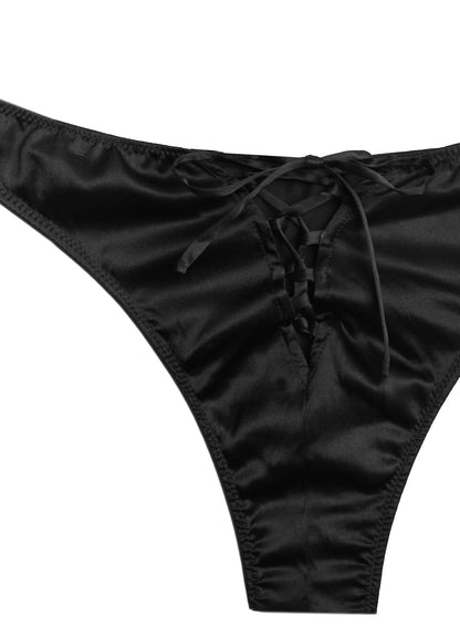 Fleur du Mal Black Laced Up Luxe Cheeky