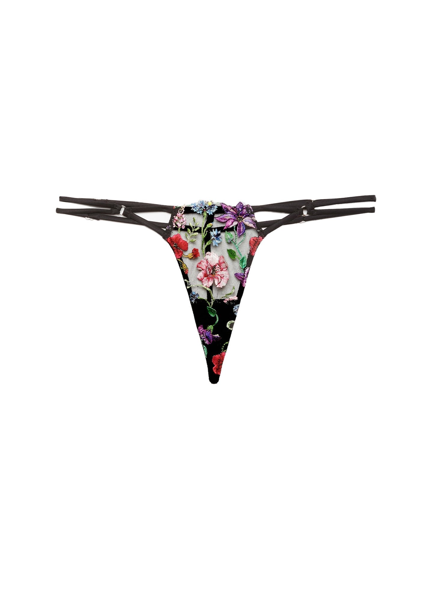 Fleur du Mal Black Wildfleur V-String