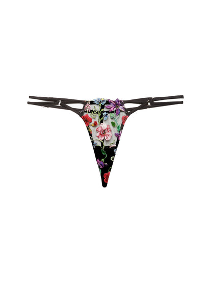 Fleur du Mal Black Wildfleur V-String
