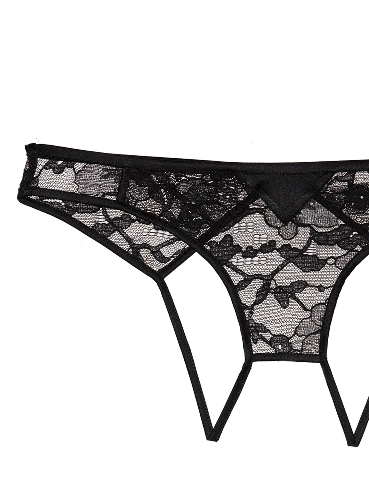 Fleur du Mal Black Magnolia Lace Ouvert Panty