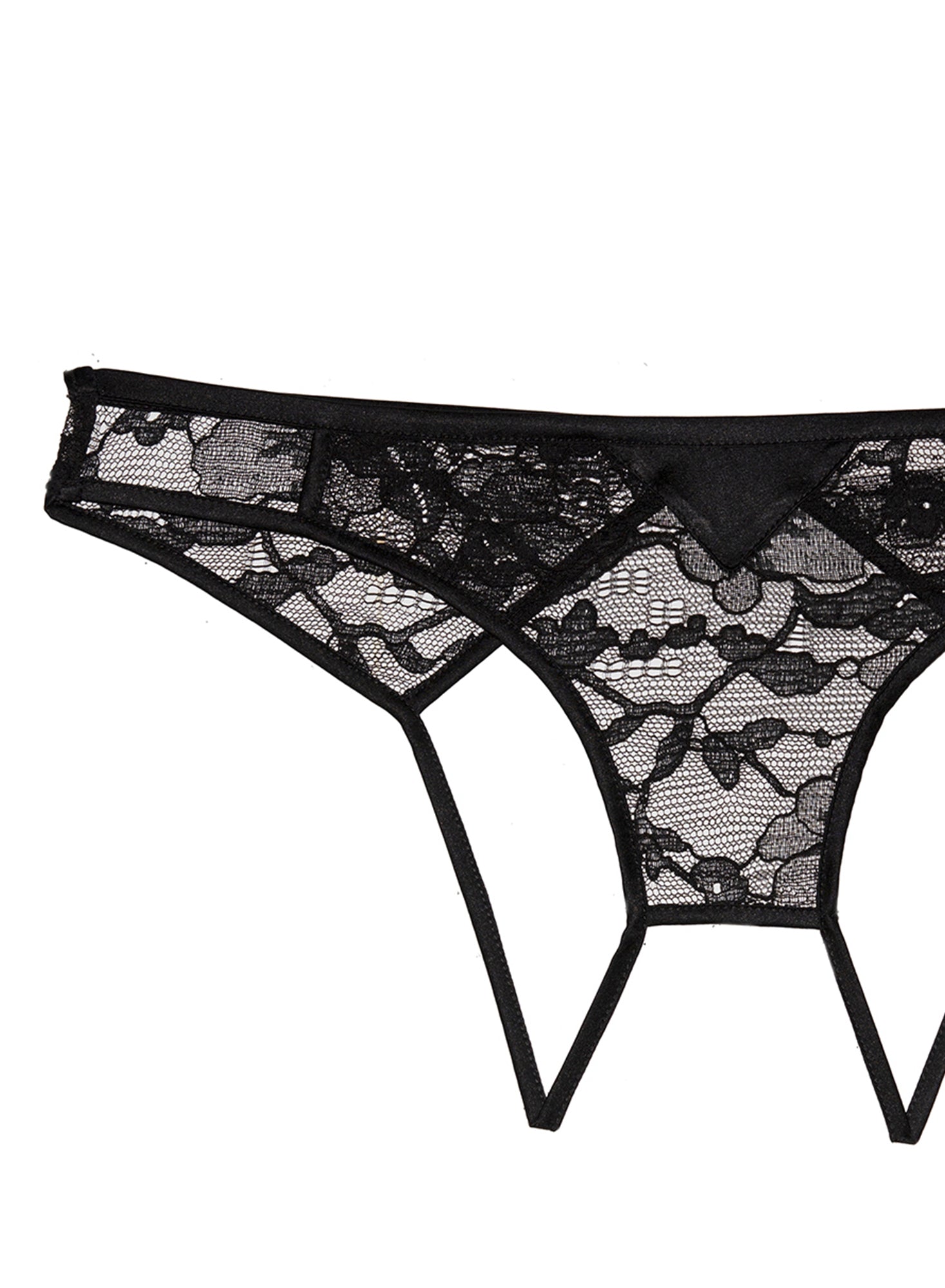 Fleur du Mal Black Magnolia Lace Ouvert Panty