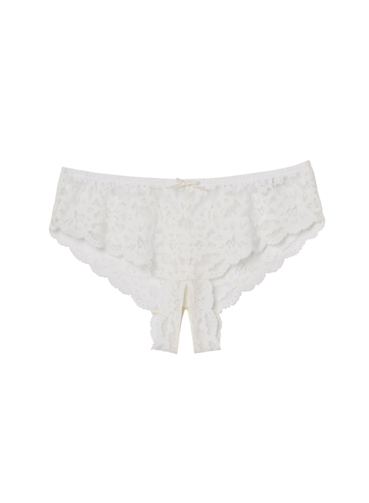 Fleur du Mal Ivory Charlotte Crotchless Panty