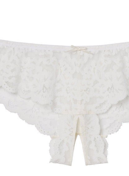 Fleur du Mal Ivory Charlotte Crotchless Panty
