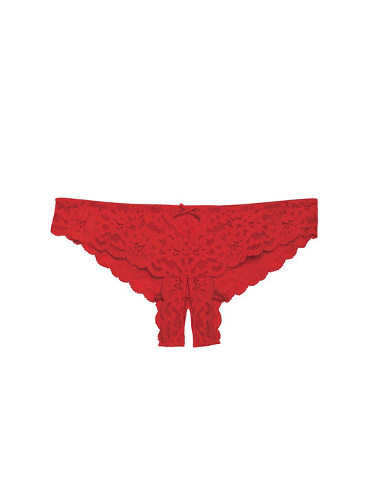 Fleur du Mal Red Charlotte Crotchless Panty