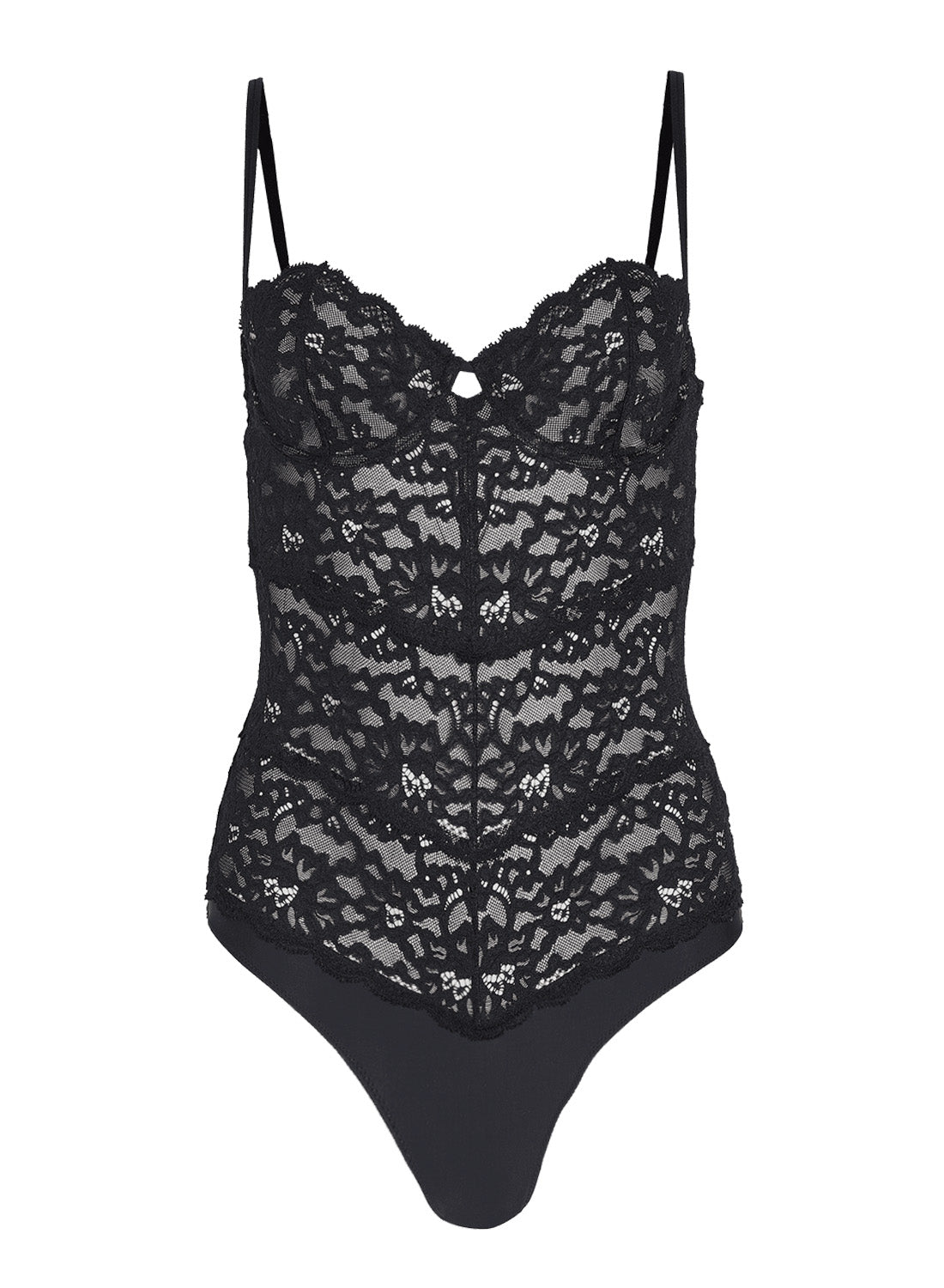 Fleur du Mal Black Charlotte Balconette Bodysuit
