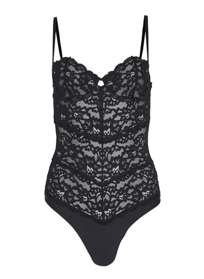 Fleur du Mal Black Charlotte Balconette Bodysuit