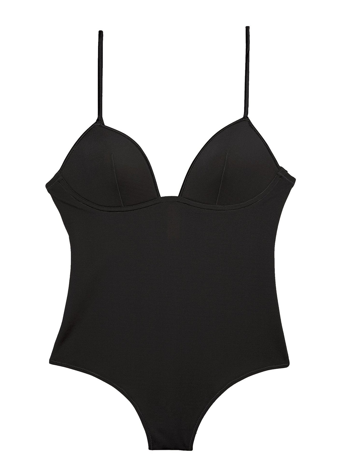 Fleur du Mal Black Cupped Nonwire Bodysuit