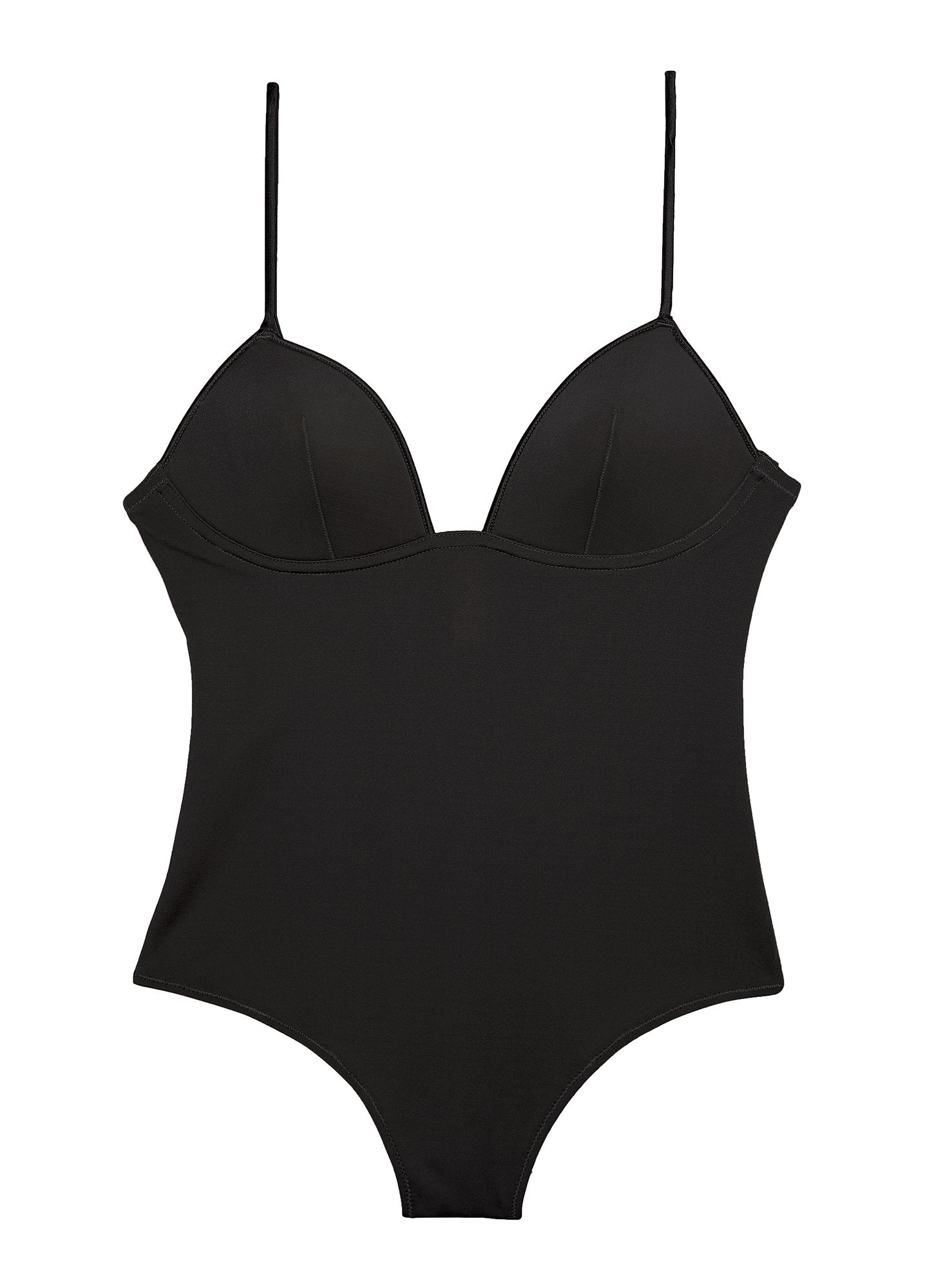 Fleur du Mal Black Cupped Nonwire Bodysuit