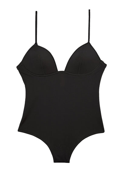 Fleur du Mal Black Cupped Nonwire Bodysuit