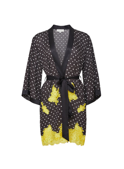 Fleur du Mal Small Dot Black Juliet Lace Robe