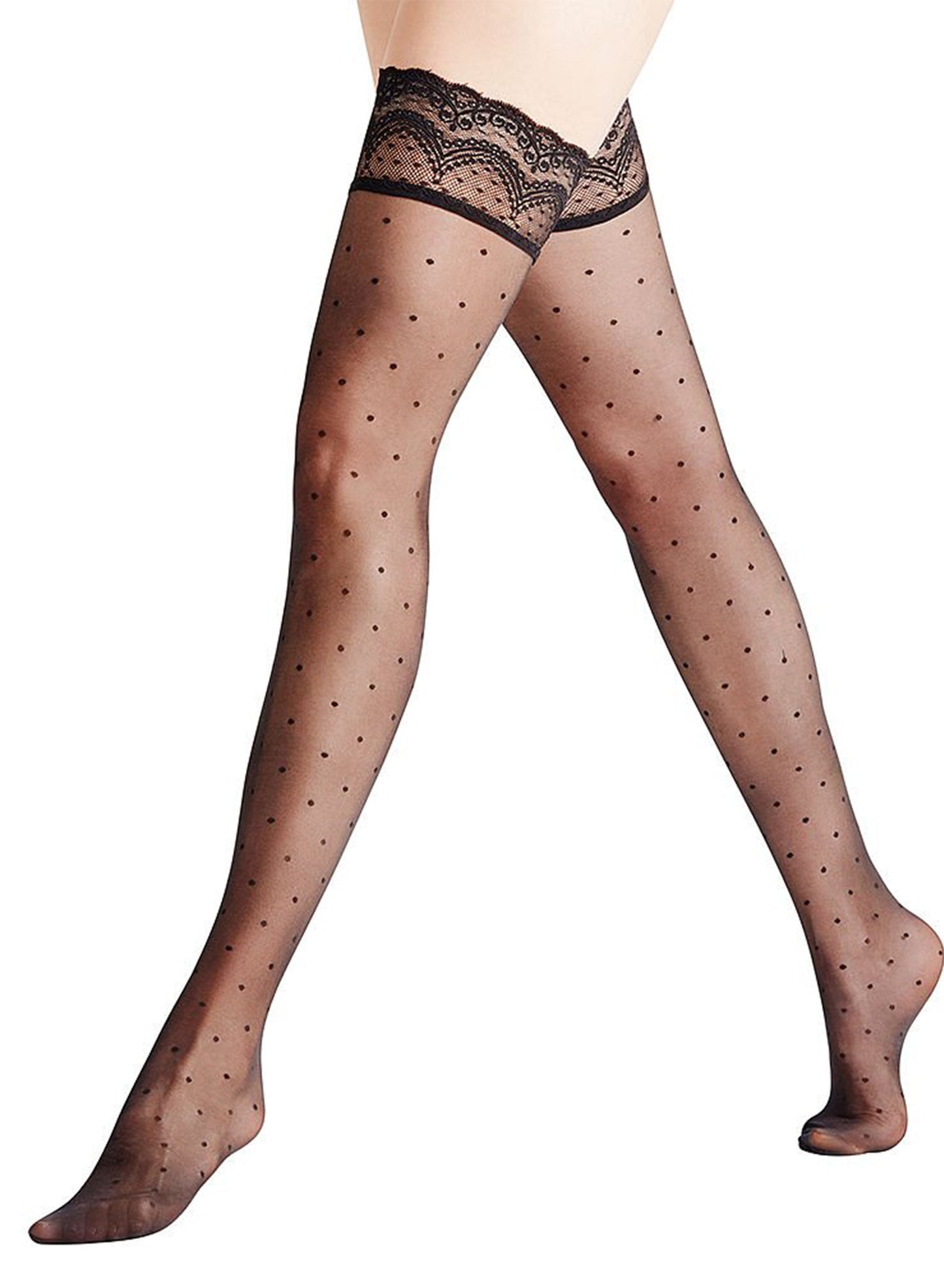 Fleur du Mal Black Falke Dot Stay Up Stocking