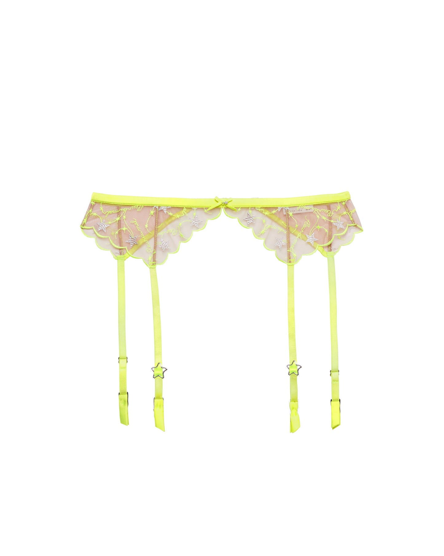 Fleur du Mal Neon Yellow Étoile Embroidery Garter Belt
