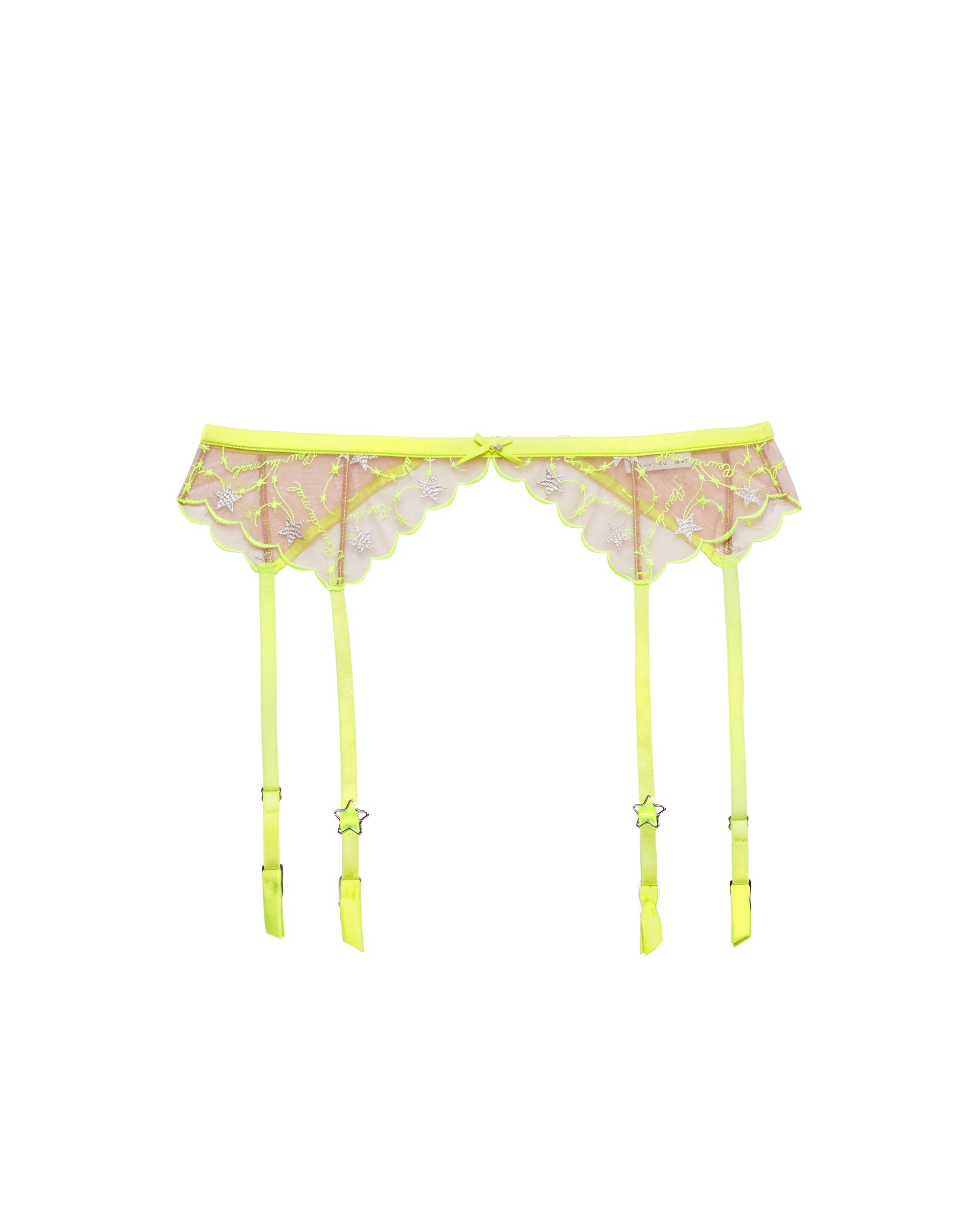 Fleur du Mal Neon Yellow Étoile Embroidery Garter Belt