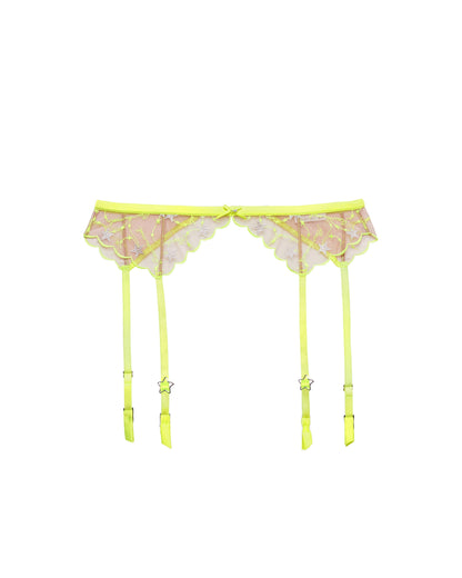 Fleur du Mal Neon Yellow Étoile Embroidery Garter Belt