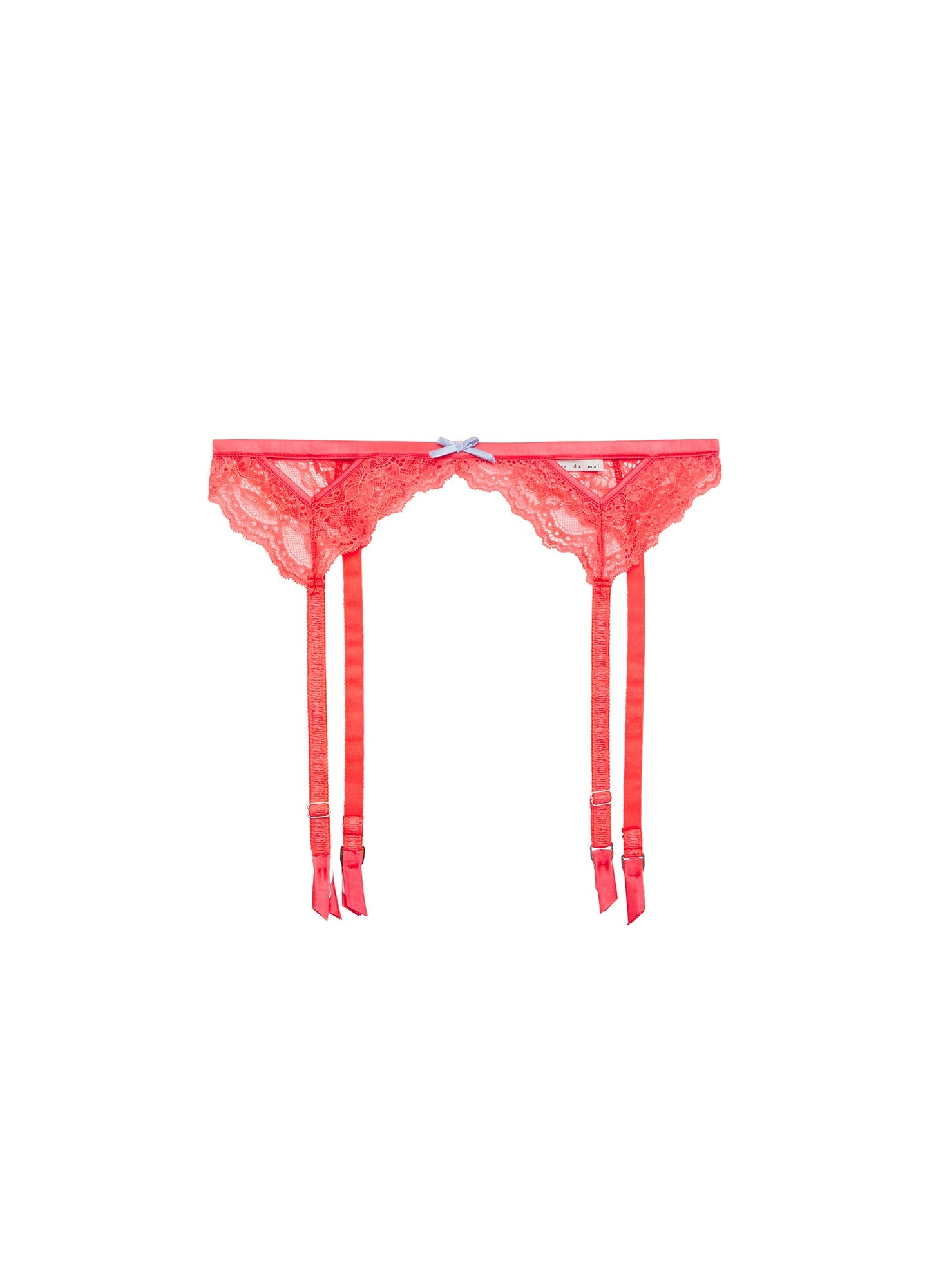 Fleur du Mal Neon Coral Bianca Lace Garter Belt