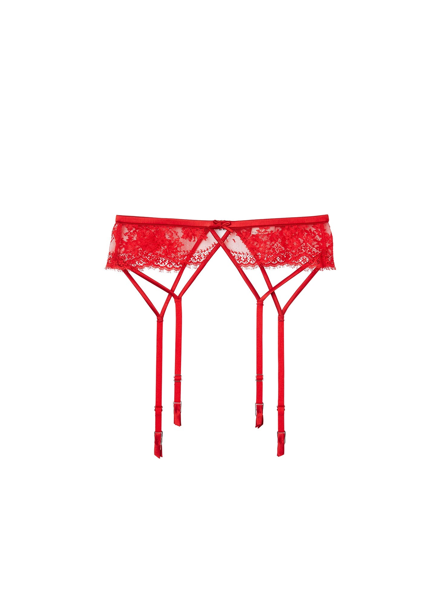 Fleur du Mal Red Frankie Lace Strappy Garter Belt