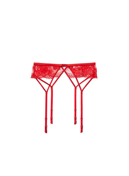 Fleur du Mal Red Frankie Lace Strappy Garter Belt