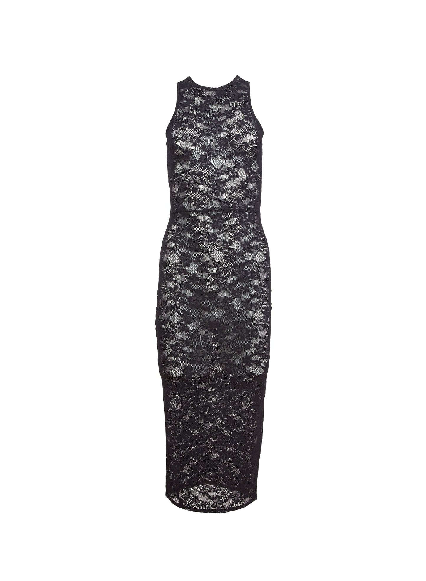 Fleur du Mal Black Le Stretch Lace Racer Tank Dress