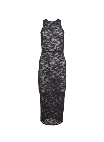 Fleur du Mal Black Le Stretch Lace Racer Tank Dress