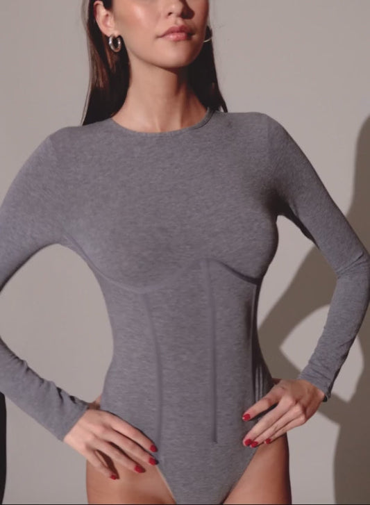 Fleur du Mal Heather Grey Organic Cotton T-Shirt Bodysuit
