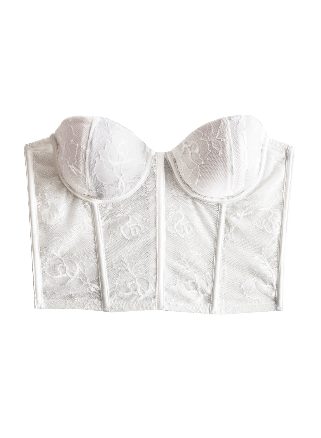 Fleur du Mal White Bouquet Lace Bustier Top