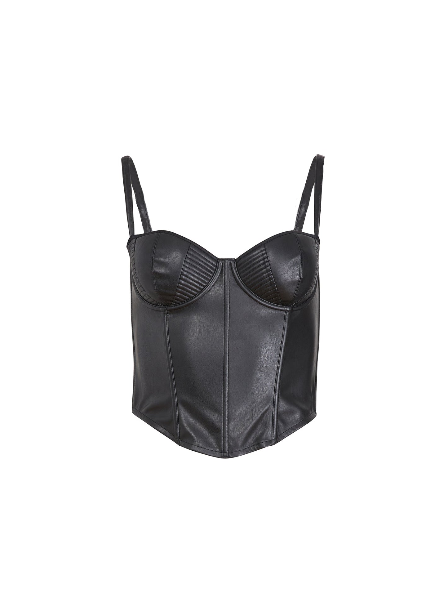 Fleur du Mal Black Vegan Leather Bustier Top