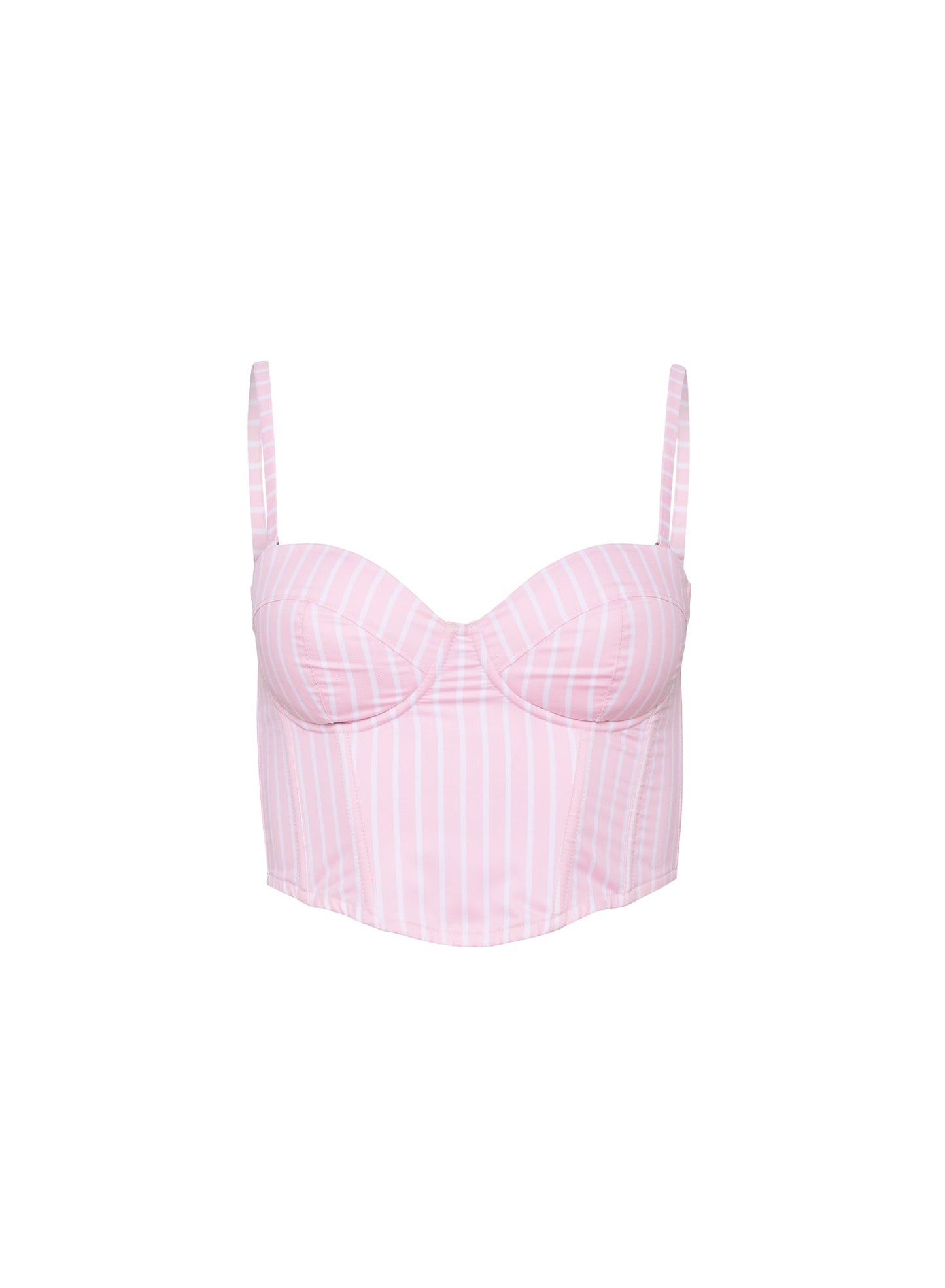 Fleur du Mal Pink Bubblegum Stripe Hampton Poplin Cropped Bustier