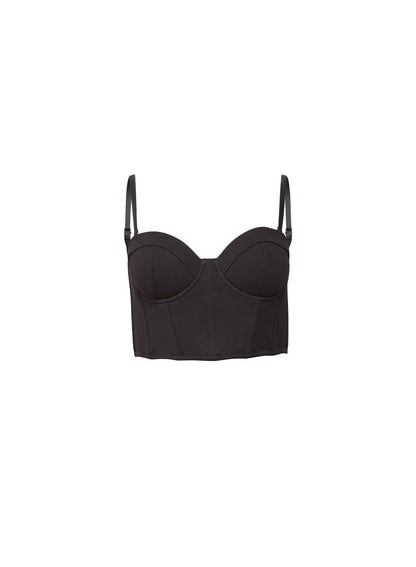 Fleur du Mal Black Cropped Terry Bustier