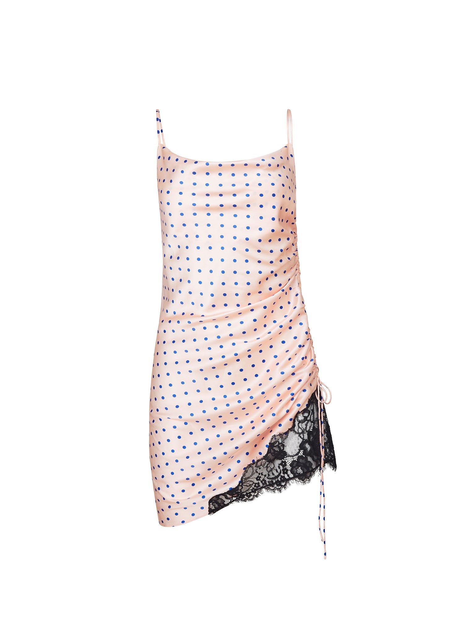Fleur du Mal Small Blue Dot Silk Ruched Dress