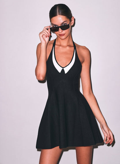 Fleur du Mal Black Collier Flared Corset Dress