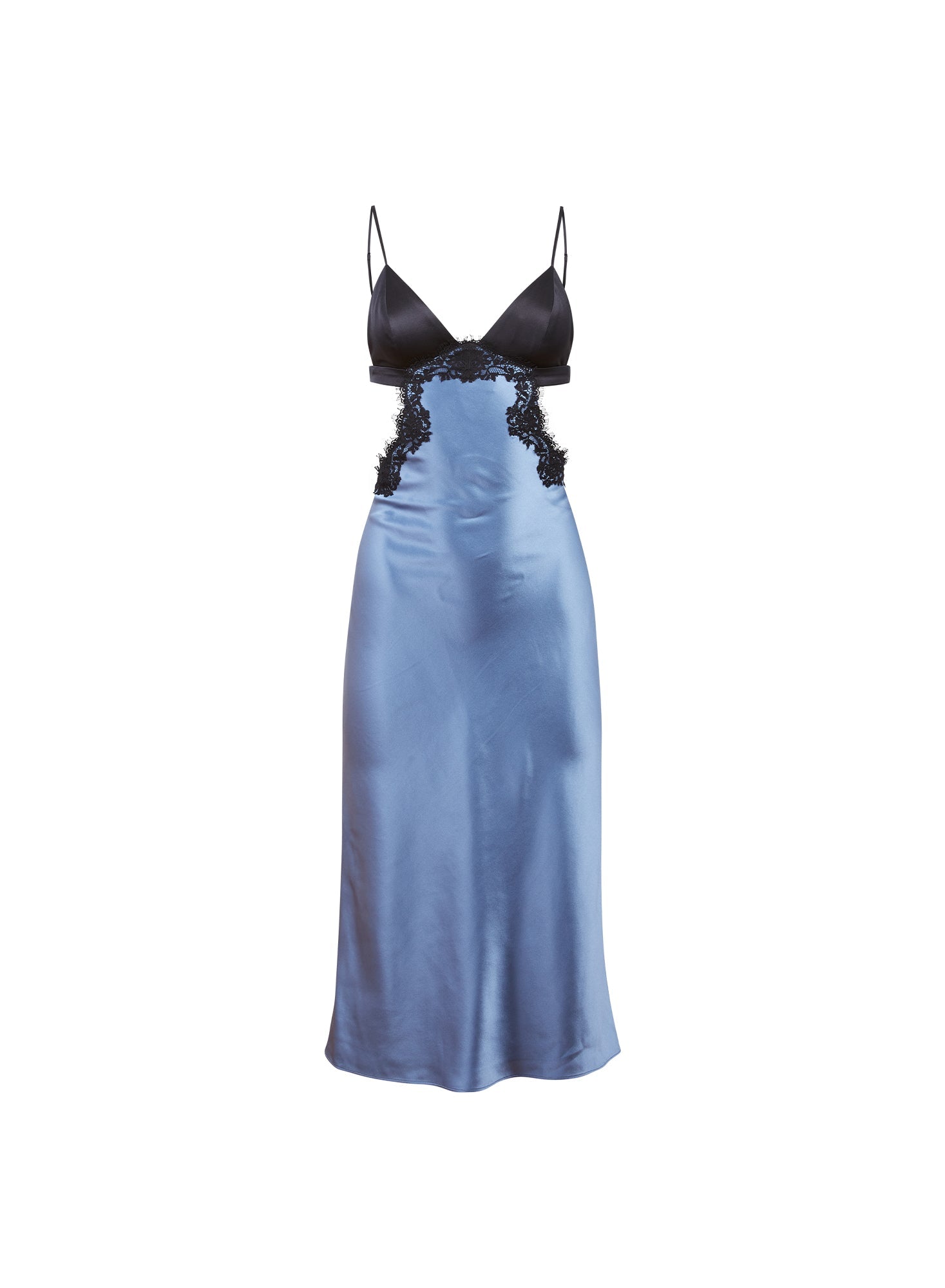 Fleur du Mal Blue Haze Silk & Lace Cutout Slip