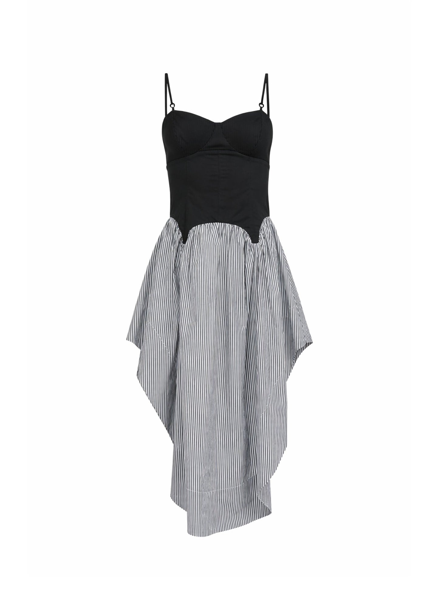 Fleur du Mal Black Stripe Poplin Corset Dress
