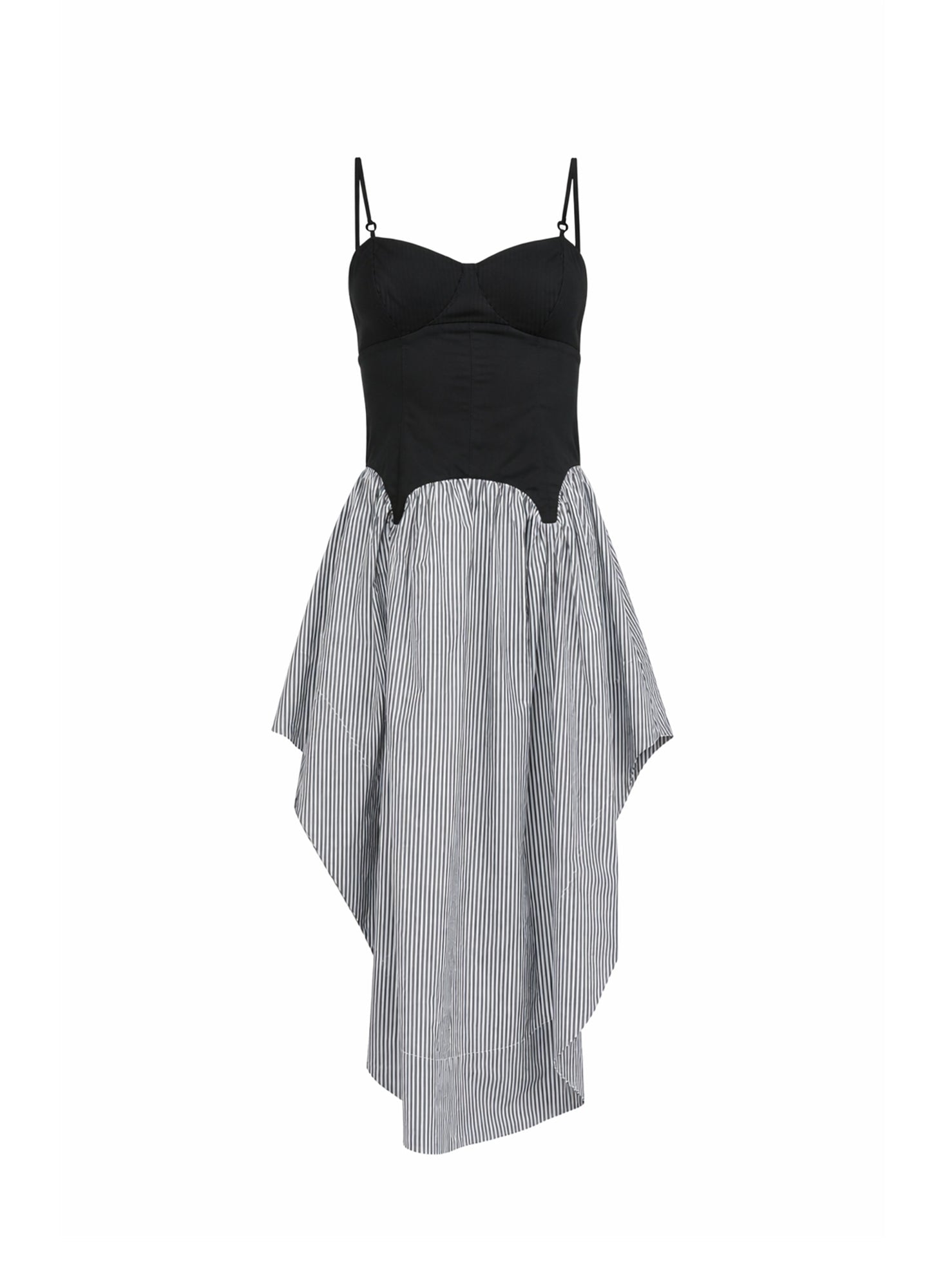 Fleur du Mal Black Stripe Poplin Corset Dress
