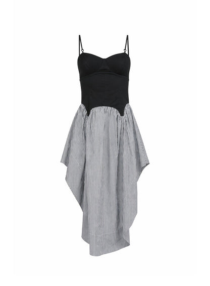 Fleur du Mal Black Stripe Poplin Corset Dress